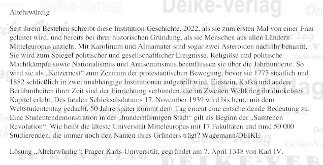 Prager Karls Universität - Personenrätsel KW 1423
