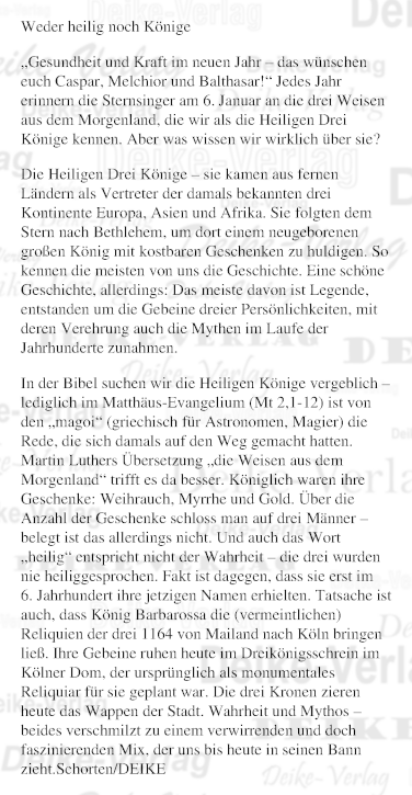 Weder heilig noch Könige