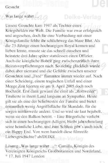 Camilla - Personenrätsel KW 4526