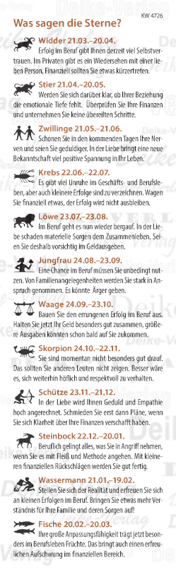 Wochenhoroskop KW 4726