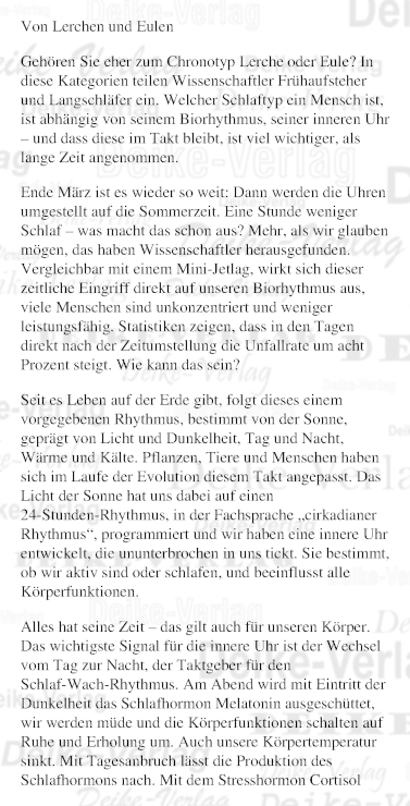 Von Lerchen und Eulen