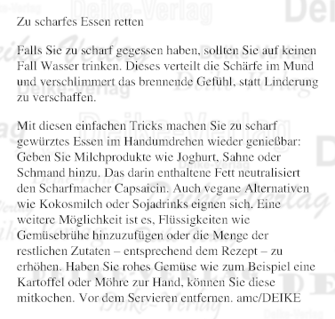 Zu scharfes Essen retten