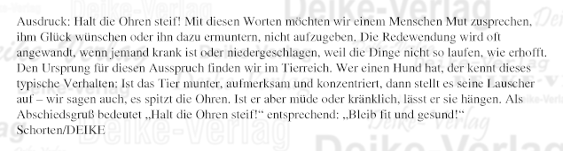 Ausdruck: Halt die Ohren steif