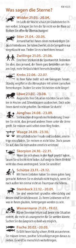 Wochenhoroskop KW 4325