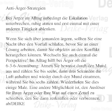 Anti-Ärger-Strategien