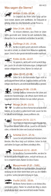 Wochenhoroskop KW 4425
