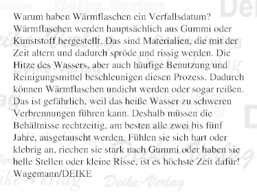 Warum haben Wärmflaschen ein Verfallsdatum?