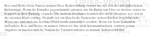 Ausdruck: Ross und Reiter beim Namen nennen