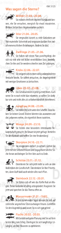 Wochenhoroskop KW 3125