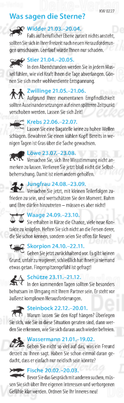 Wochenhoroskop KW 0227