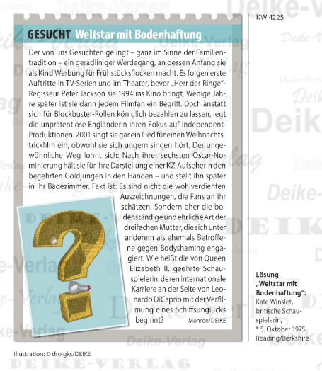 Kate Winslet - Personenrätsel KW 4225