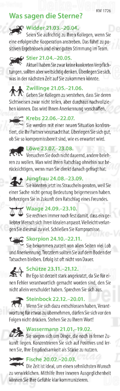 Wochenhoroskop KW 1726