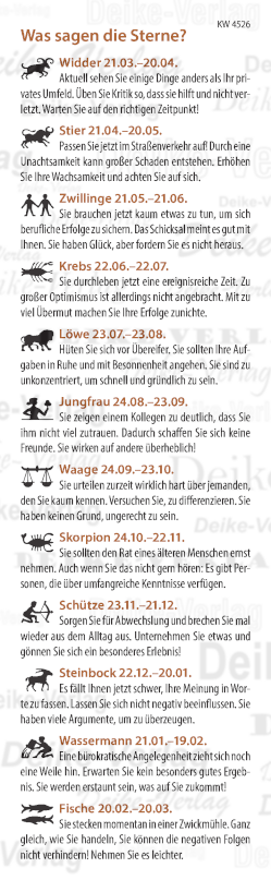 Wochenhoroskop KW 4526
