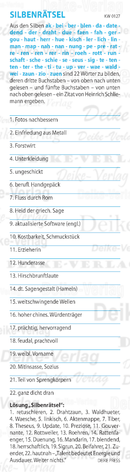 Freiheit ohne Gerechtigkeit ist Willkür - Silbenrätsel KW 0427