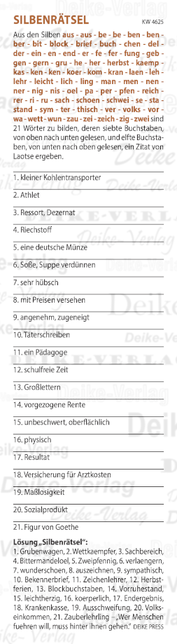 Wer Menschen führen will, muss hinter ihnen gehen - Silbenrätsel KW 4625