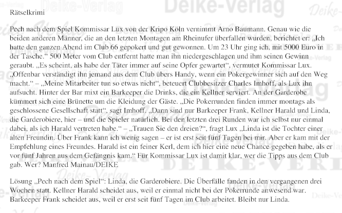 Pech nach dem Spiel (Kommissar Lux)