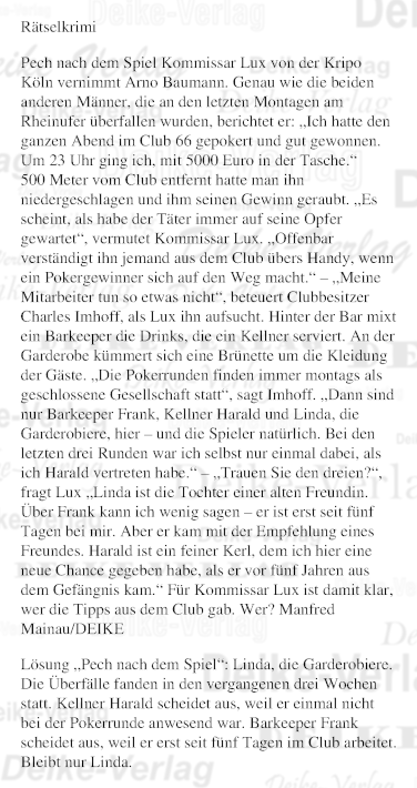 Pech nach dem Spiel (Kommissar Lux)